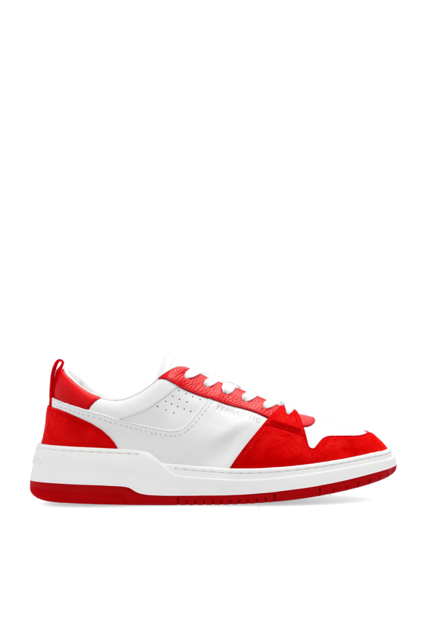 直営店☆Ferragamo☆ DENNIS ロゴ レースアップ スニーカー Red 'Dennis' sneakers FERRAGAMO - SchaferandweinerShops
